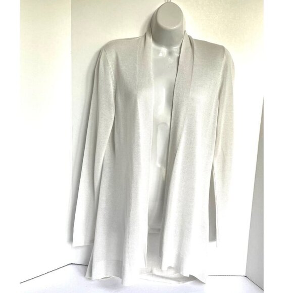 Eileen Fisher Wool Tencel Cardigan Sweater Women XXS Off White Lightweight Open - Picture 4 of 8